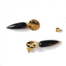 4.31 Ohrringe schwarz gold Goldobsidian lang 