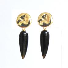 4.31 Ohrringe schwarz gold Goldobsidian lang 