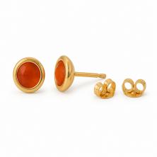 4.18 Ohrstecker Damen, 925 Silber 18ct vergoldet, Carneol, 6 mm, Rund 