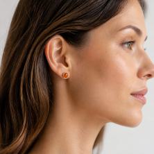 4.18 Ohrstecker Damen, 925 Silber 18ct vergoldet, Carneol, 6 mm, Rund 
