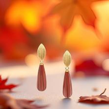 4.72 Ohrstecker Roter Jaspis Anhänger graviert 925 Sterling Silber vergoldet, 22 mm hängend