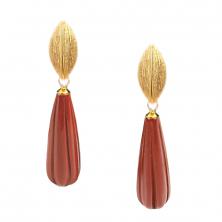 4.72 Ohrstecker Roter Jaspis Anhänger graviert 925 Sterling Silber vergoldet, 22 mm hängend