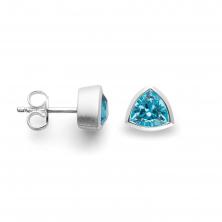 B.3 Ohrstecker blau 925 Sterling Silber, Blauer Topas Edelsteine, 5mm Triangel Dreieck